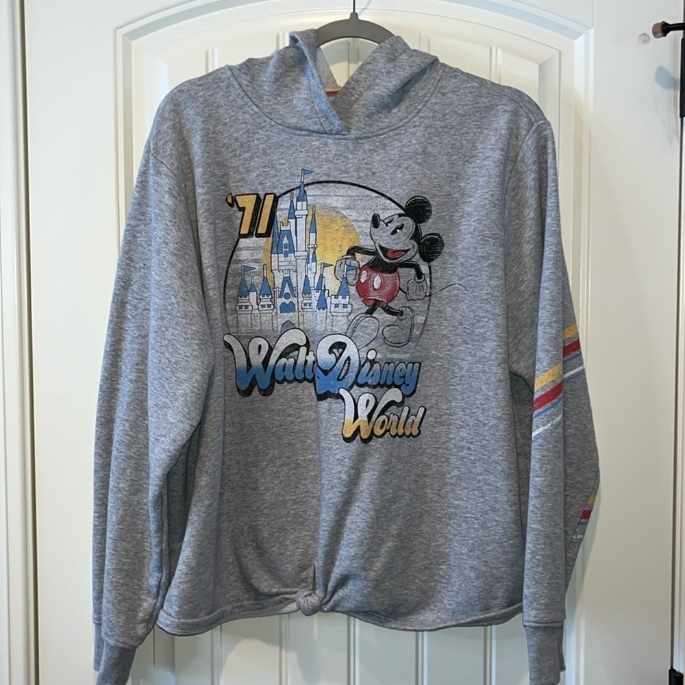 Disneyworld castle Mickey Mouse gray hoodie sweatshirt Retro vibe 1971 women 1X